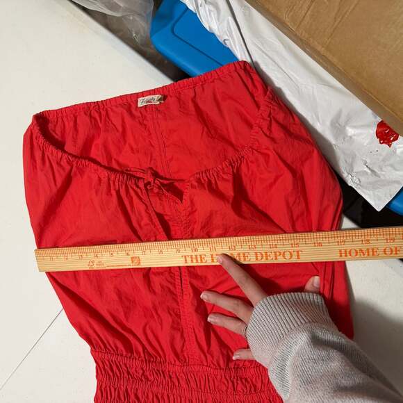 Faherty Amalfi Dress Hibiscus Red Orange Back Cutout Midi Cotton Small - Picture 10 of 10